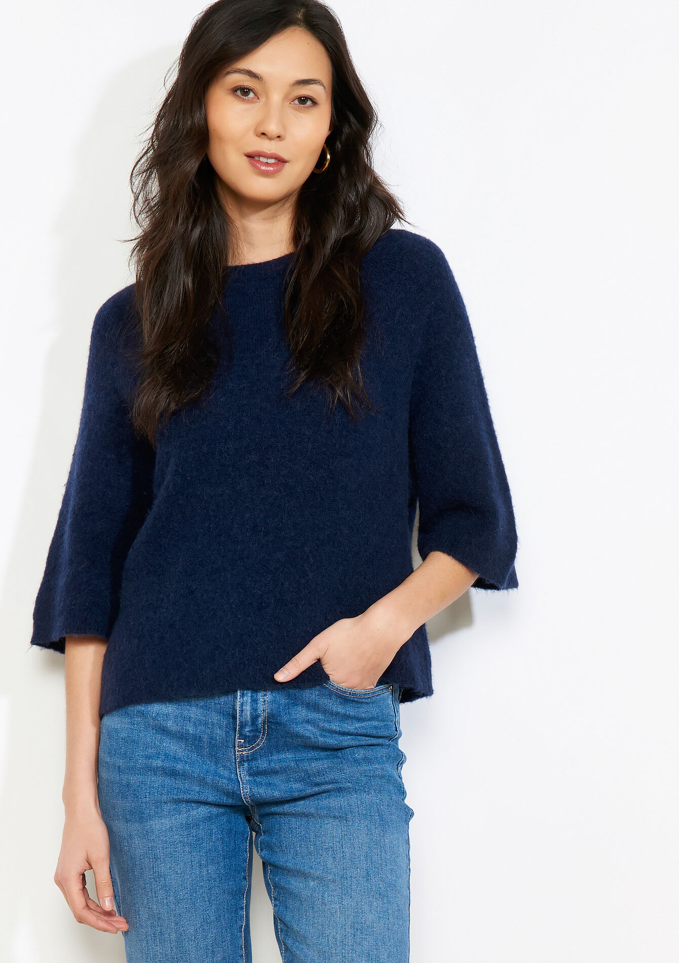 Zachte trui met 3/4-mouw, Zachte trui met 3/4-mouw - NAVY BASIC - 04007207_2723