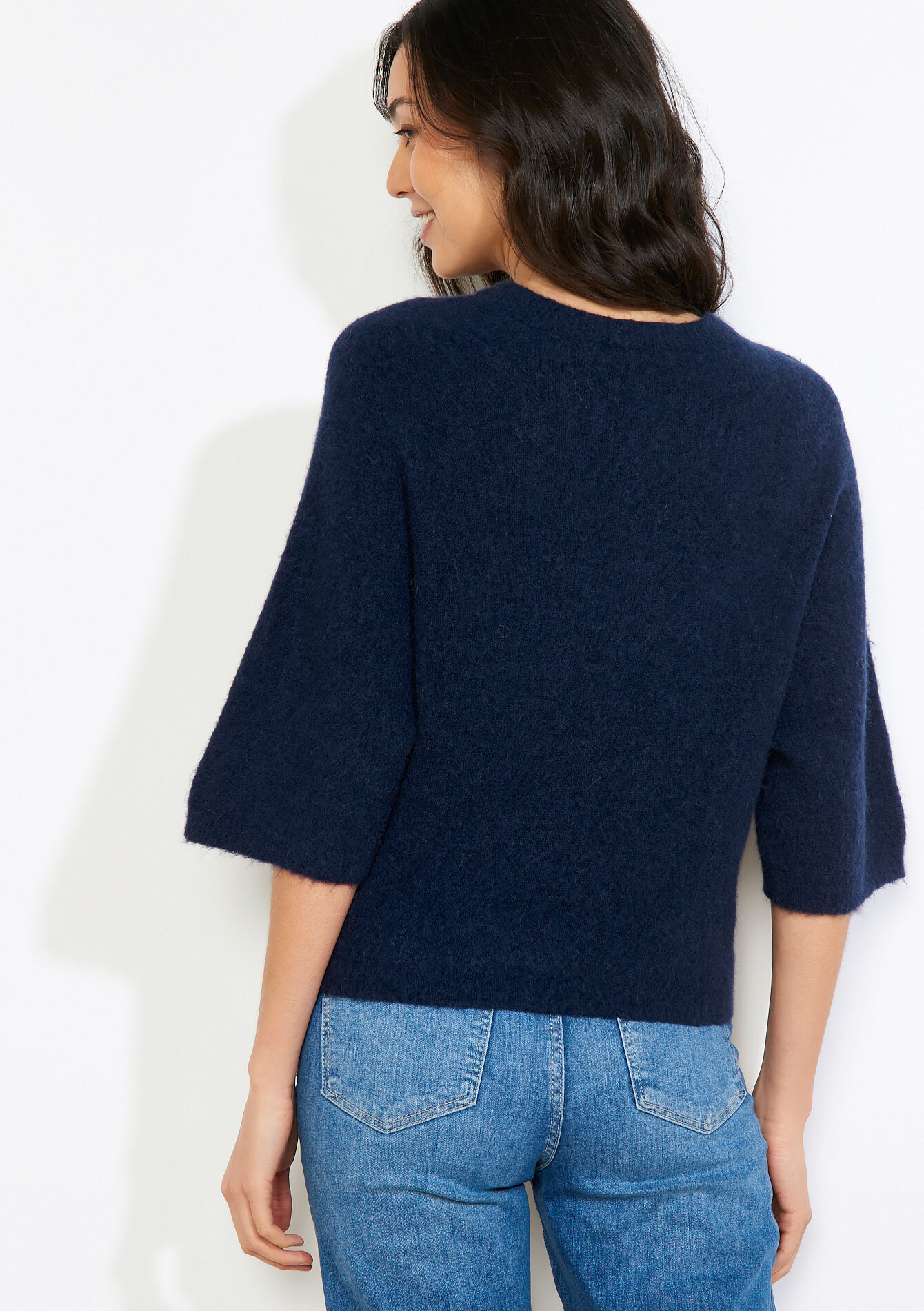 Zachte trui met 3/4-mouw, Zachte trui met 3/4-mouw - NAVY BASIC - 04007207_2723