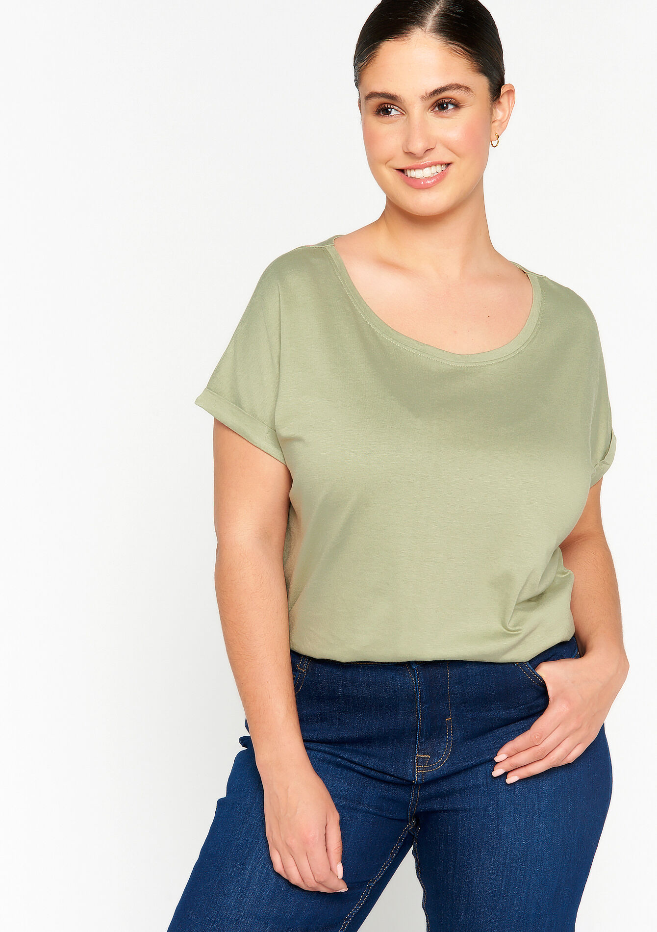 Basic T-shirt, Basic T-shirt - KHAKI MED - 02301308_4327