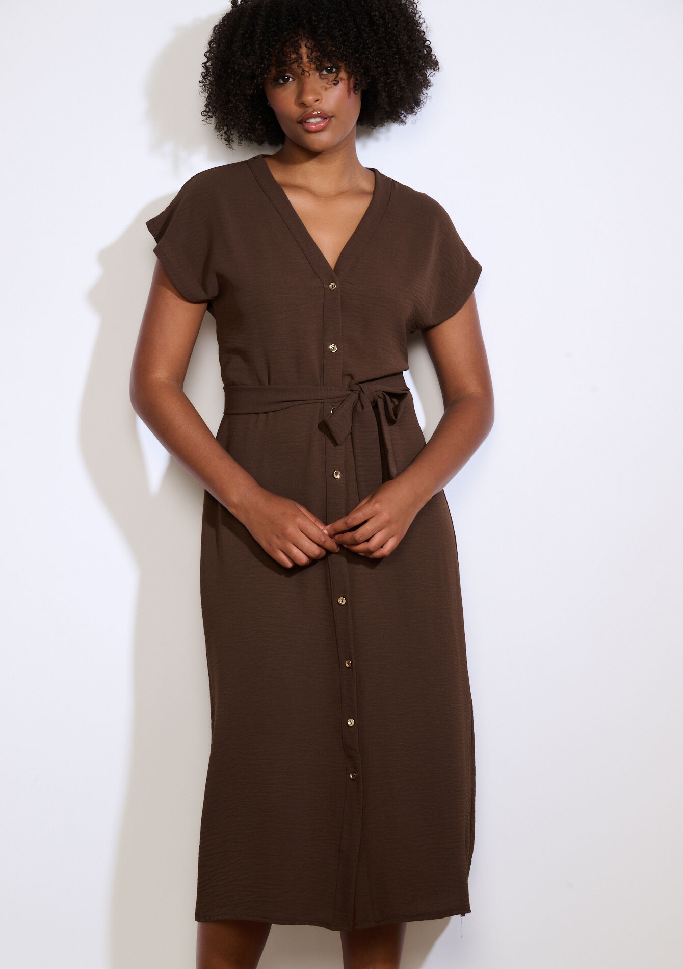 Buttoned midi shirt dress, Buttoned midi shirt dress, , back