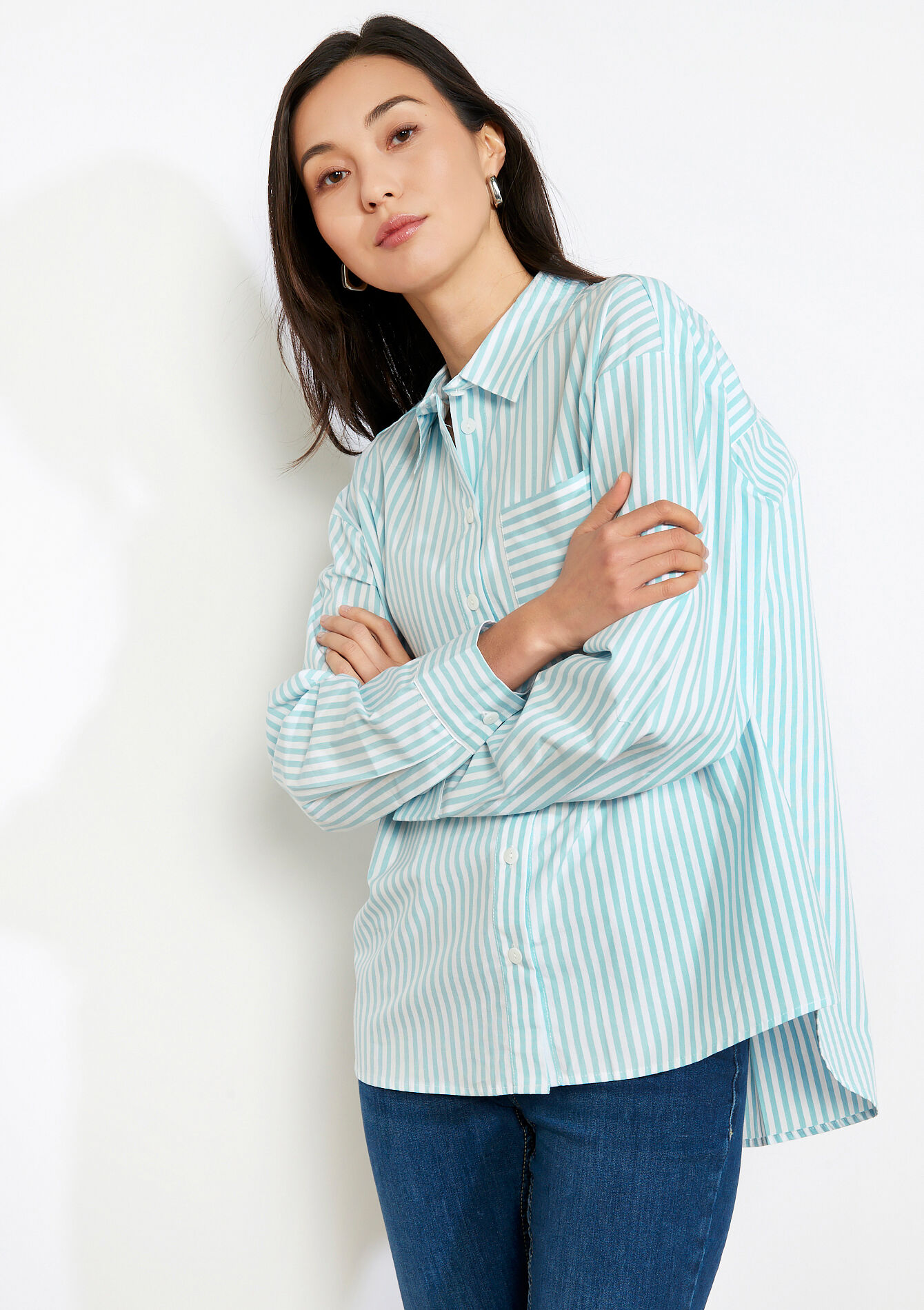 Oversized striped shirt, Oversized striped shirt, , back